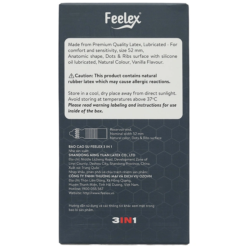 Bao cao su Feelex 3 in 1 gân nổi, có gai hộp 10 cái - 3